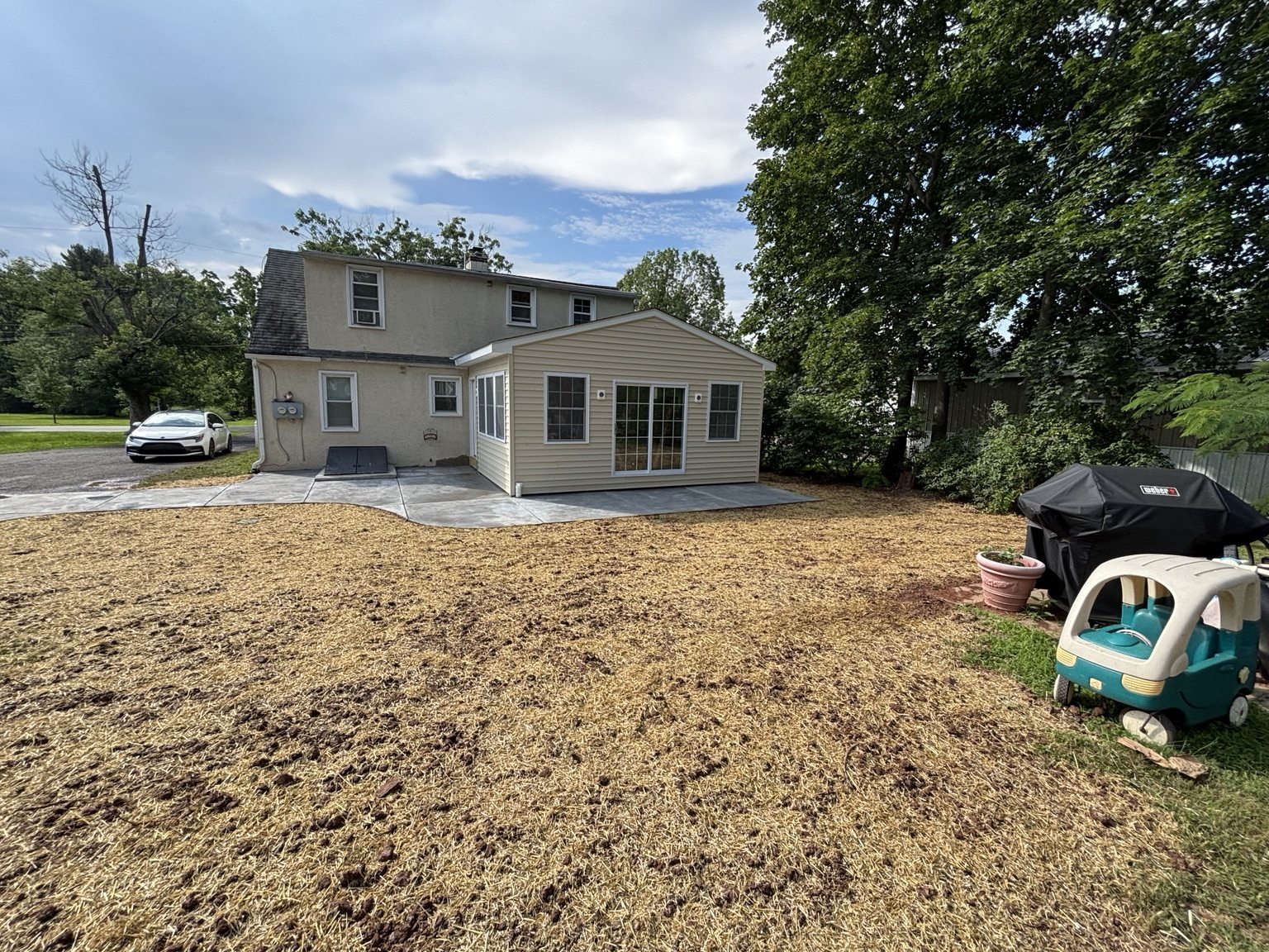 Residential Concrete Patio, Walkways & Bilco Door Stucco project photo 3